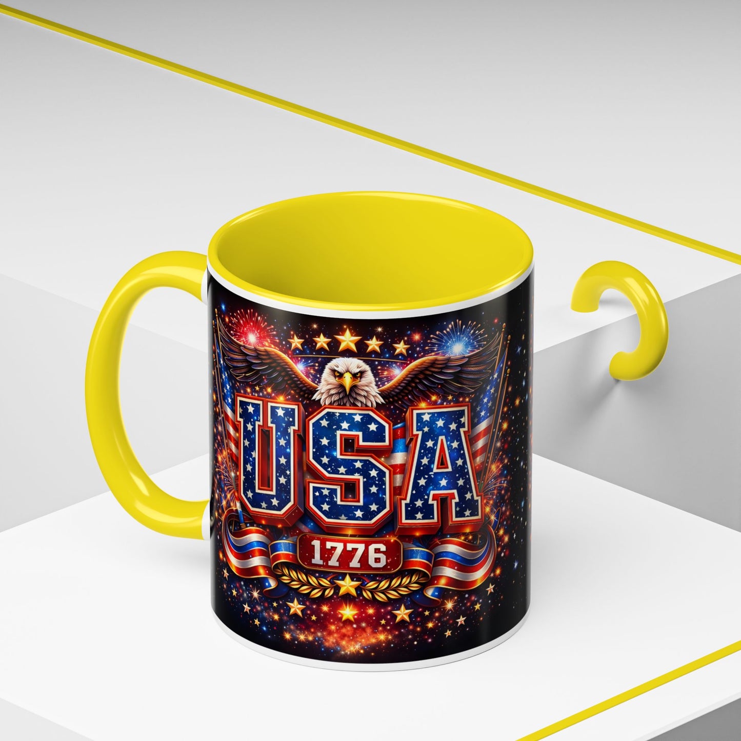 USA Eagle Coffee Mug – Patriotic 1776 Accent Mug (11/15oz)