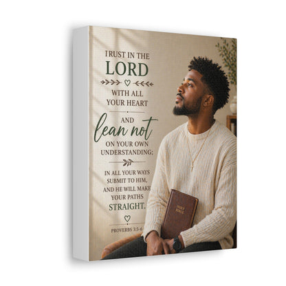 Stretched Canvas - "Trust in the Lord" Scripture Wall Art (Proverbs 3:5-6)