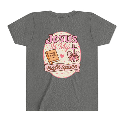 Youth Tee — "Jesus Is My Safe Space" Christian Kids T-Shirt