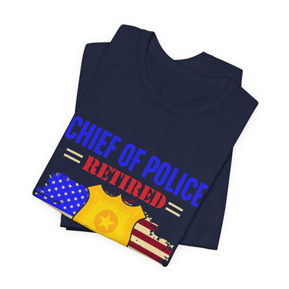 Retired Chief of Police T-Shirt — American Flag Badge Retirement Tee
