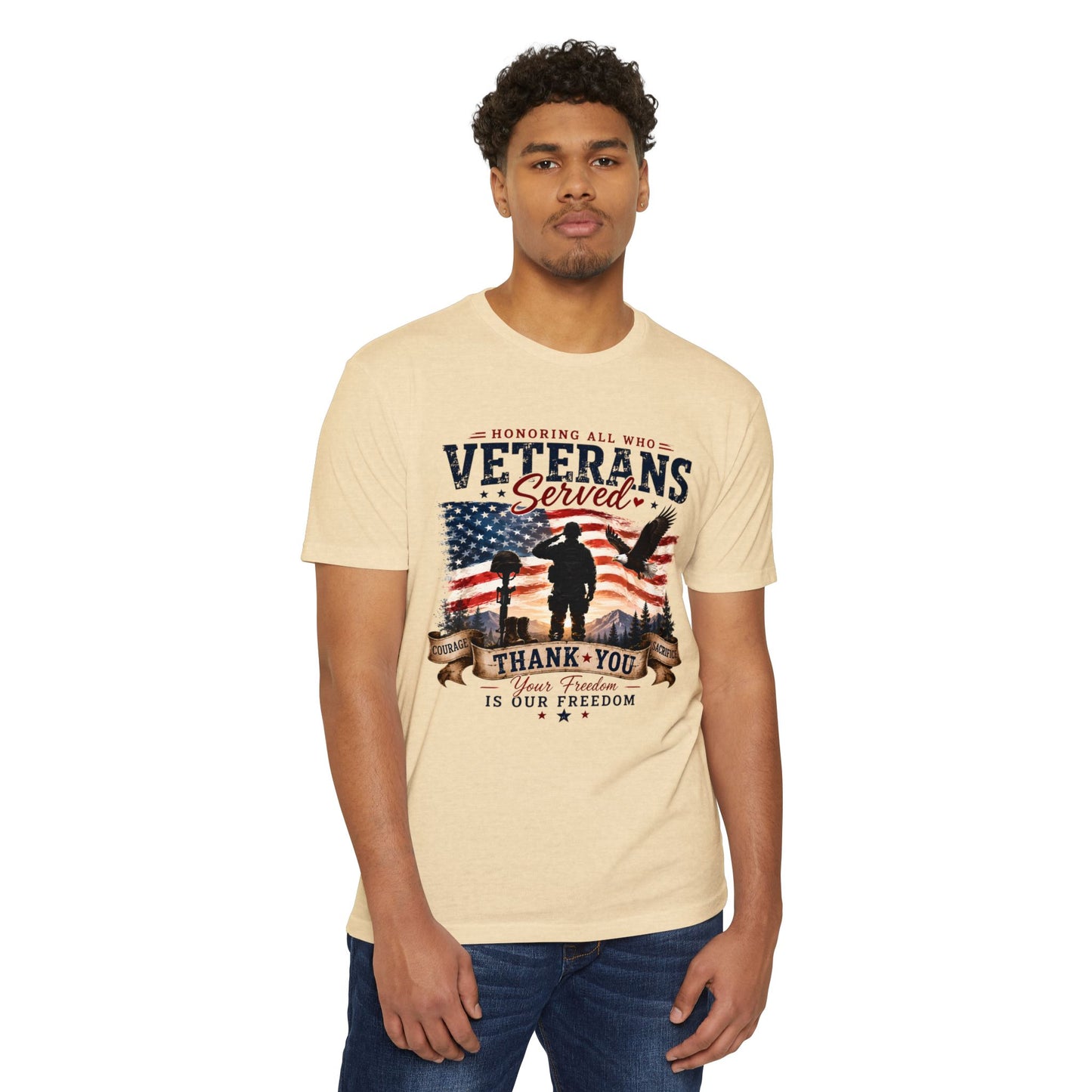 Veterans Served T‑Shirt — Honoring All Who Served, Thank You USA Flag Tribute