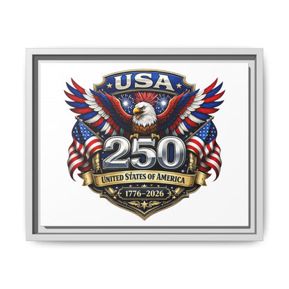 USA 250 Anniversary Framed Canvas — Patriotic Eagle 1776–2026 Wall Art