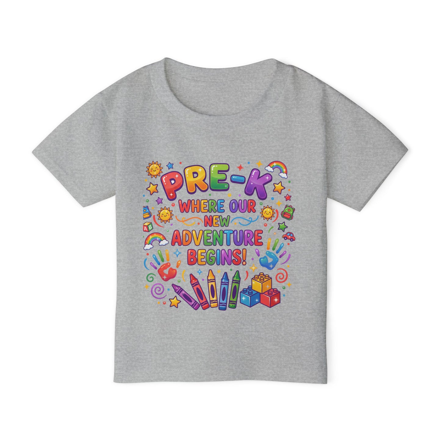 Toddler T‑Shirt — "Pre-K: Where Our New Adventure Begins!" Colorful Back-to-School Tee