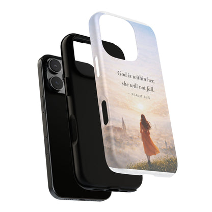 Inspirational Psalm 46:5 Phone Case — 'God is within her, she will not fall' Christian Phone Cover