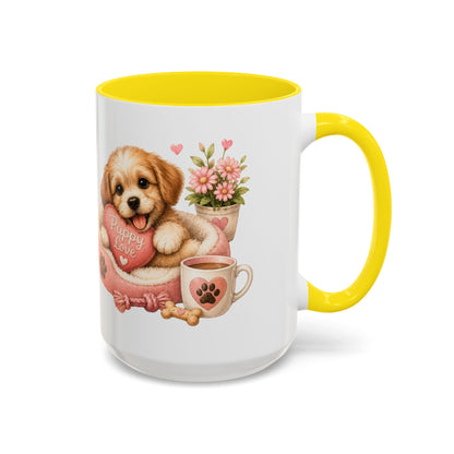 Puppy Love Coffee Mug — Cute Dog Heart Accent Mug (11/15oz)
