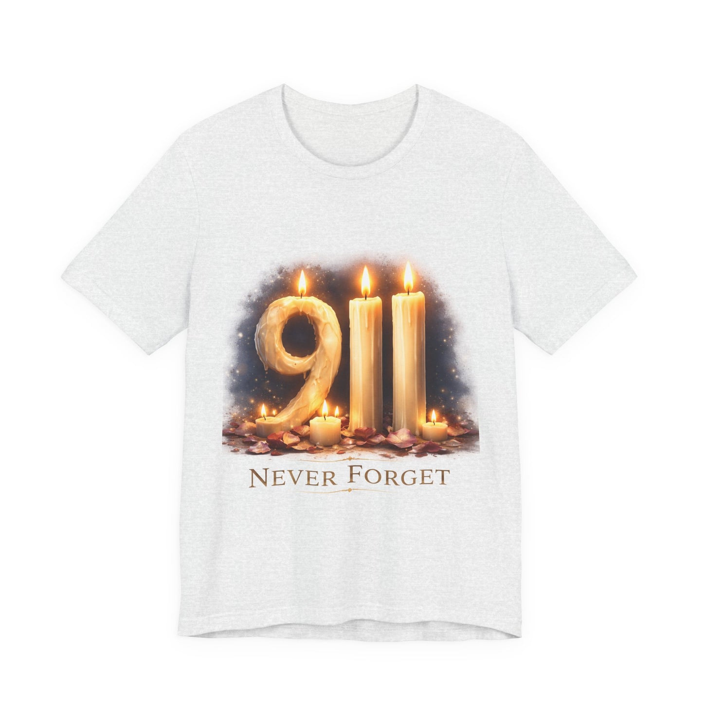 9/11 Never Forget T-Shirt – Memorial Candle Tribute Tee