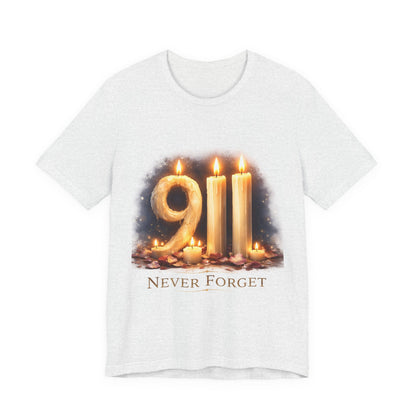 9/11 Never Forget T-Shirt – Memorial Candle Tribute Tee