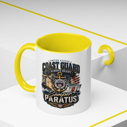 Coast Guard Semper Paratus Accent Coffee Mug – Patriotic Military Gift (11/15oz)