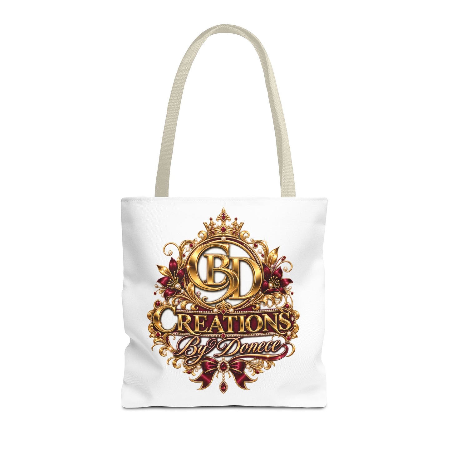 Tote Bag — Creations By Denee Ornate Gold Logo Tote (Designer Logo, Elegant Floral Crest)