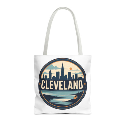 Cleveland Skyline Tote Bag — Vintage Cityscape Beach Design