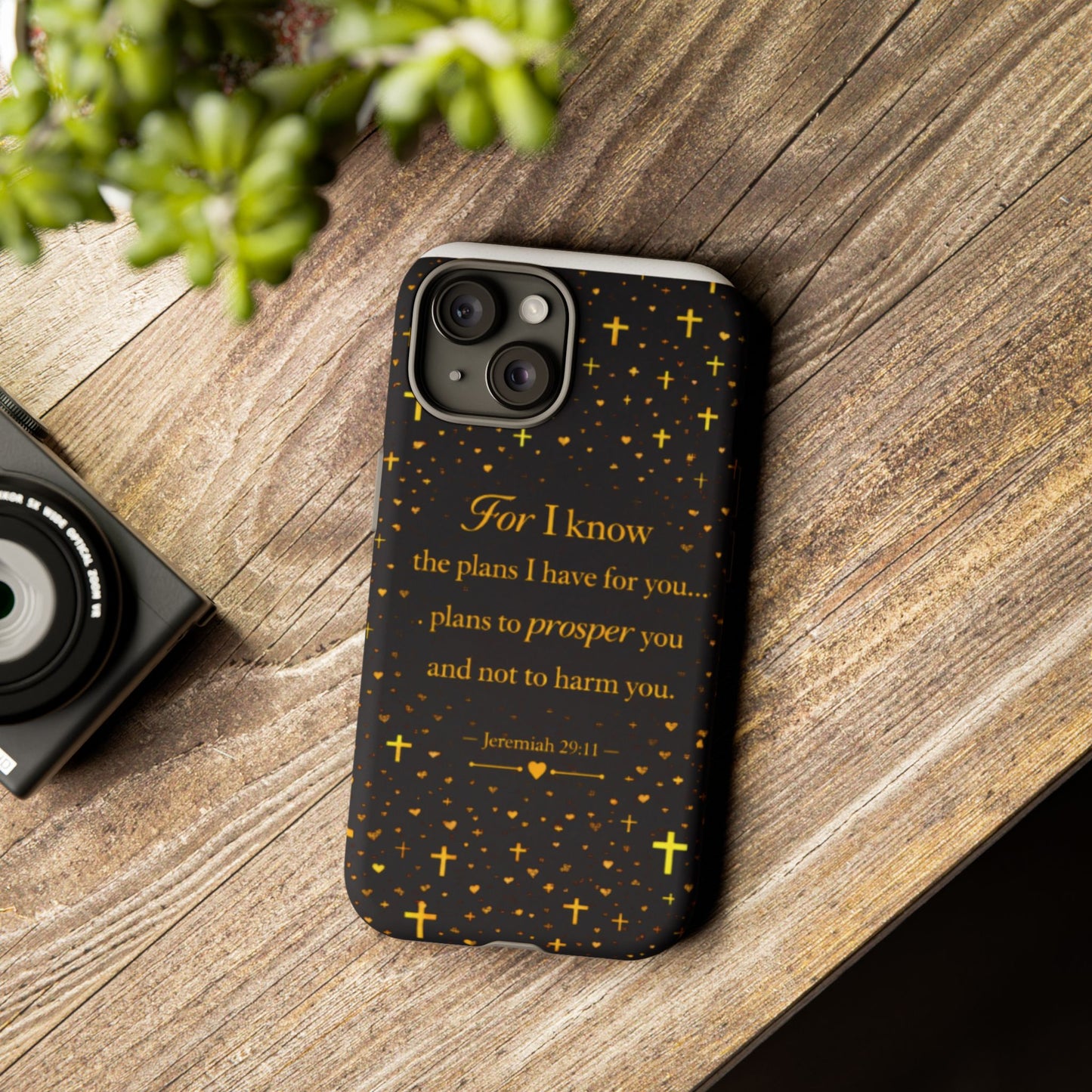 Phone Case — "For I Know" Jeremiah 29:11 Gold Cross Christian Tough Case