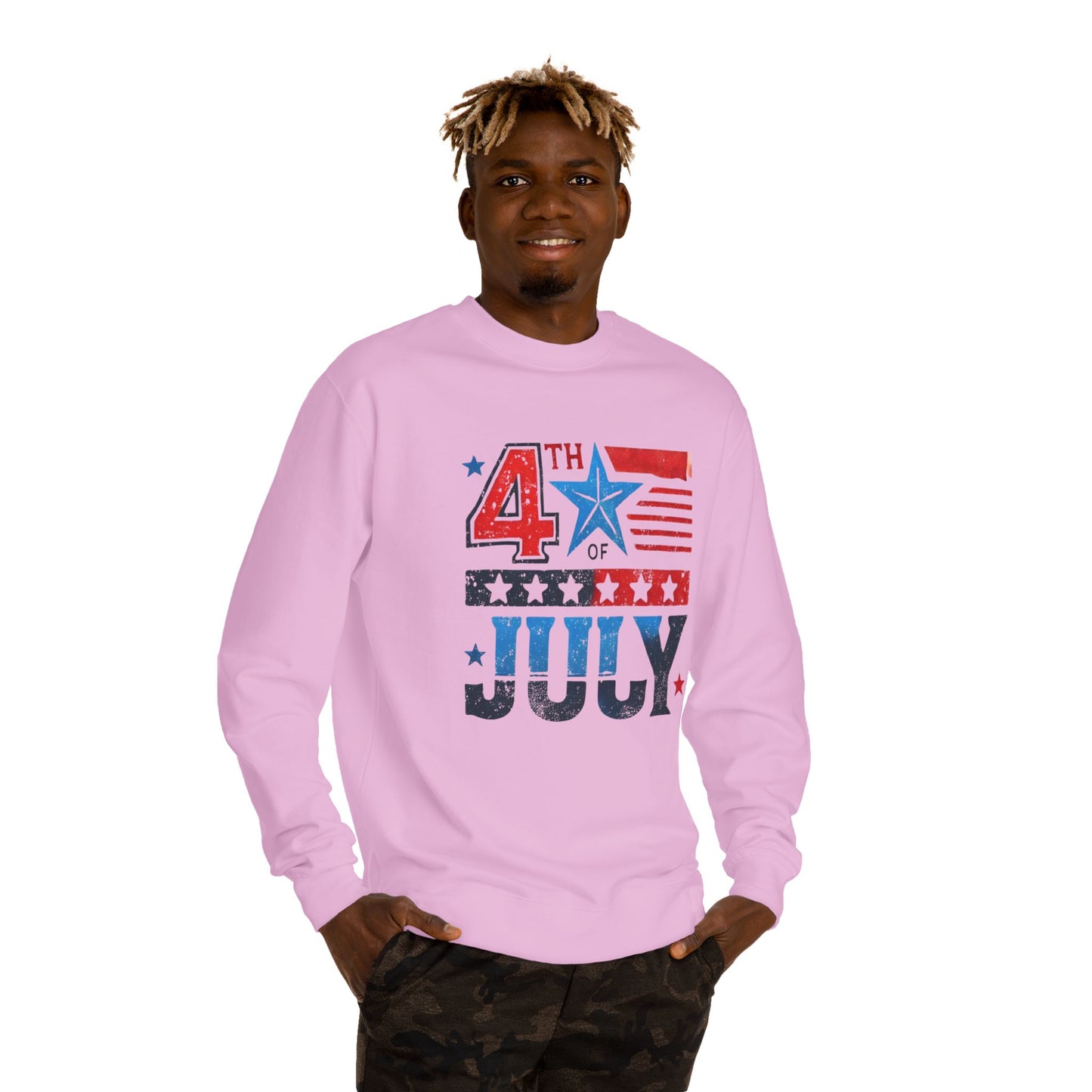 4th of July Crewneck Sweatshirt – Patriotic American Flag Design