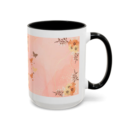 Mom Floral Accent Coffee Mug – Pink Butterfly Mother's Day Gift (11/15oz)