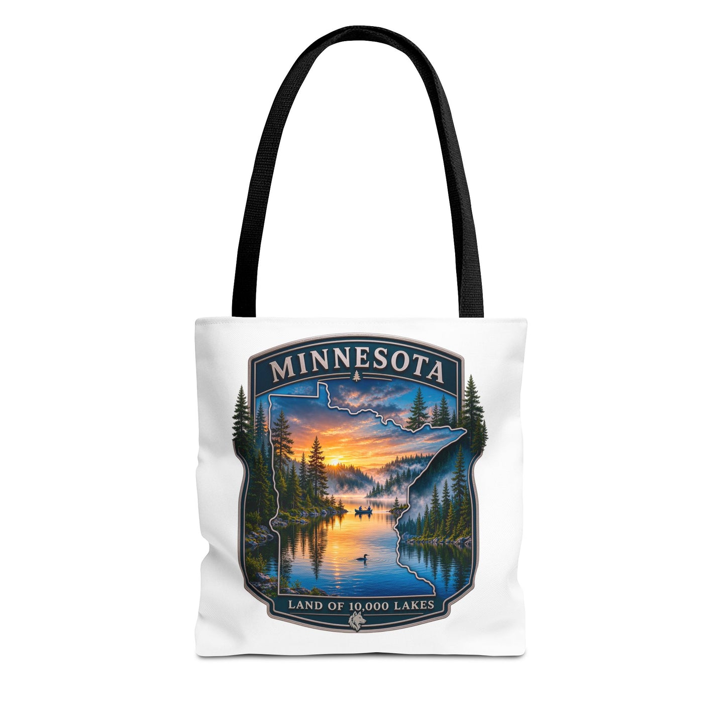 Minnesota Scenic Tote Bag — 'Land of 10,000 Lakes' Sunset Lake Design
