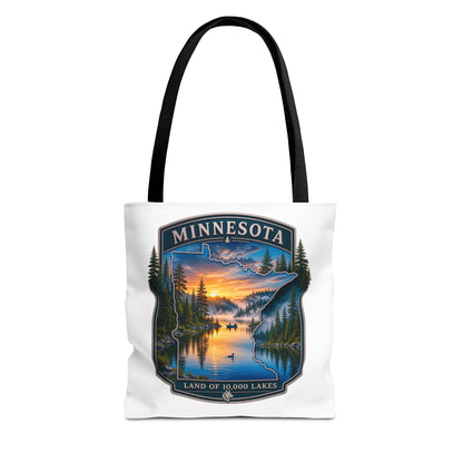 Minnesota Scenic Tote Bag — 'Land of 10,000 Lakes' Sunset Lake Design