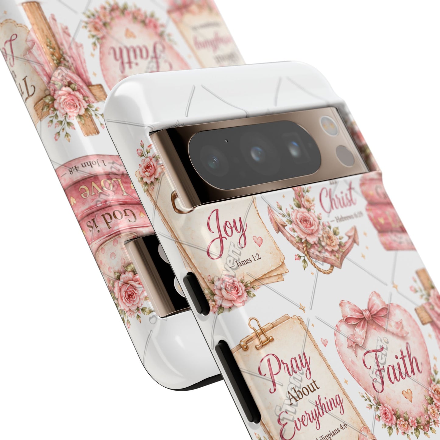 Faith Floral Phone Case – Christian Inspirational Scripture iPhone Cover (Choose Joy, Pray, Faith)