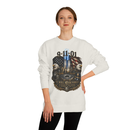 9/11 Memorial Sweatshirt — We Will Never Forget Tribute Crewneck