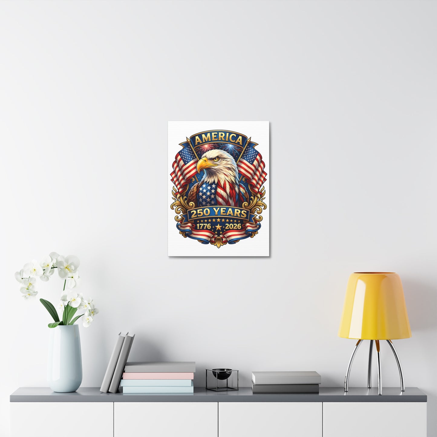 America 250 Years Eagle Stretched Canvas — Patriotic 1776-2026 Anniversary Wall Art
