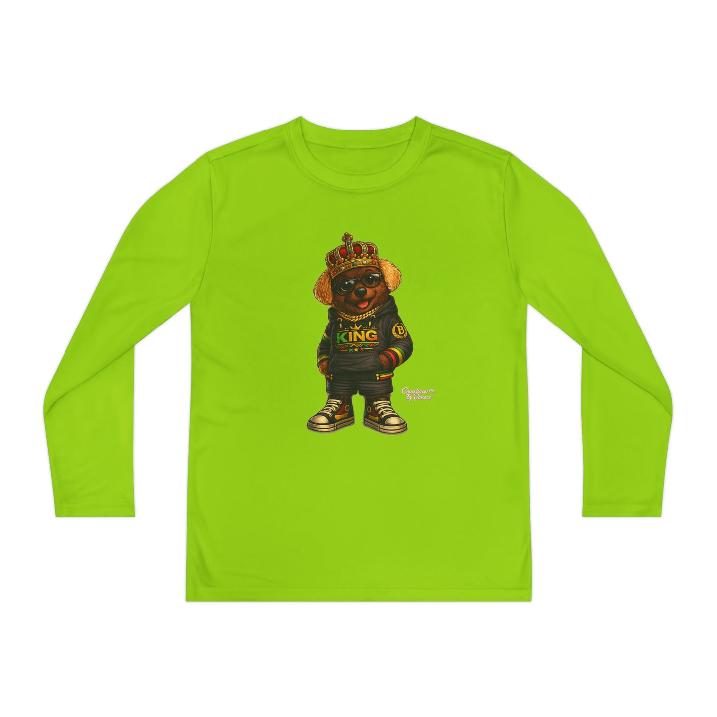 Youth Long Sleeve Tee — 'King' Bear Graphic