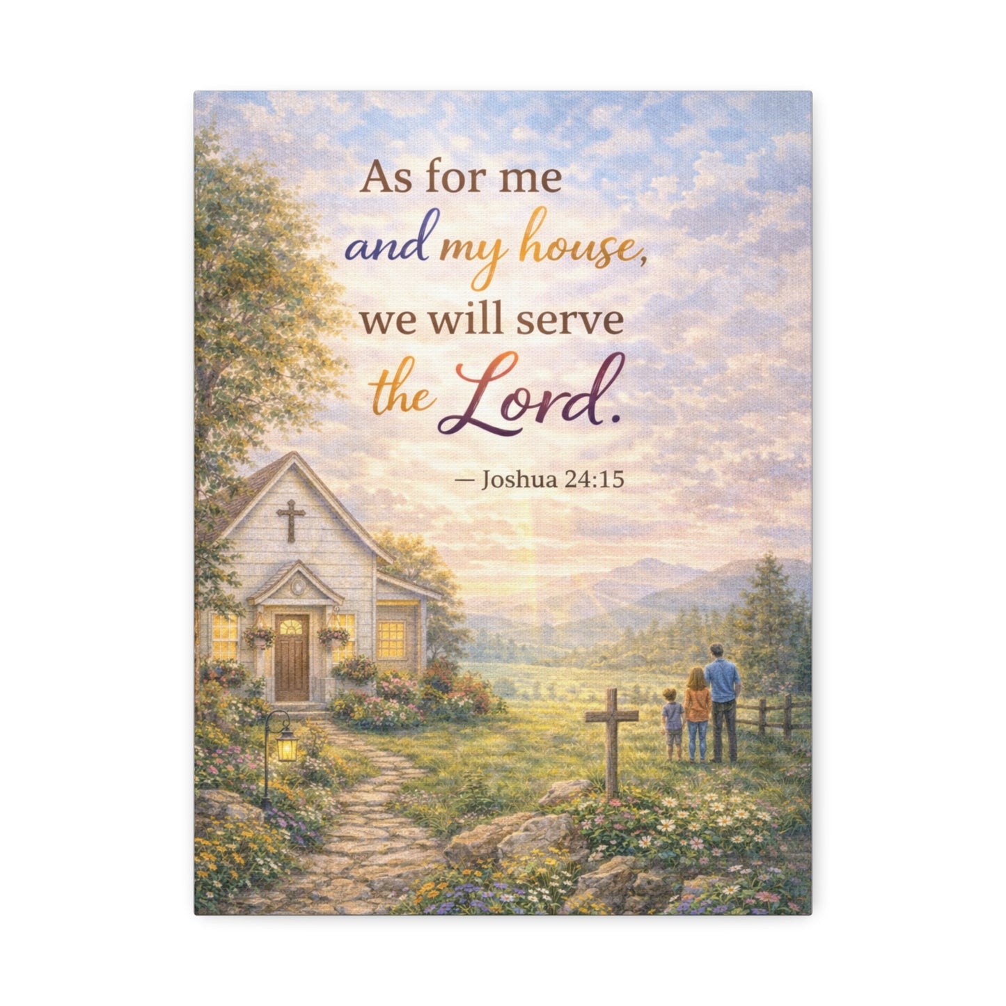 Canvas Wall Art - "As for me and my house we will serve the Lord" (Joshua 24:15) Inspirational Christian Home Decor