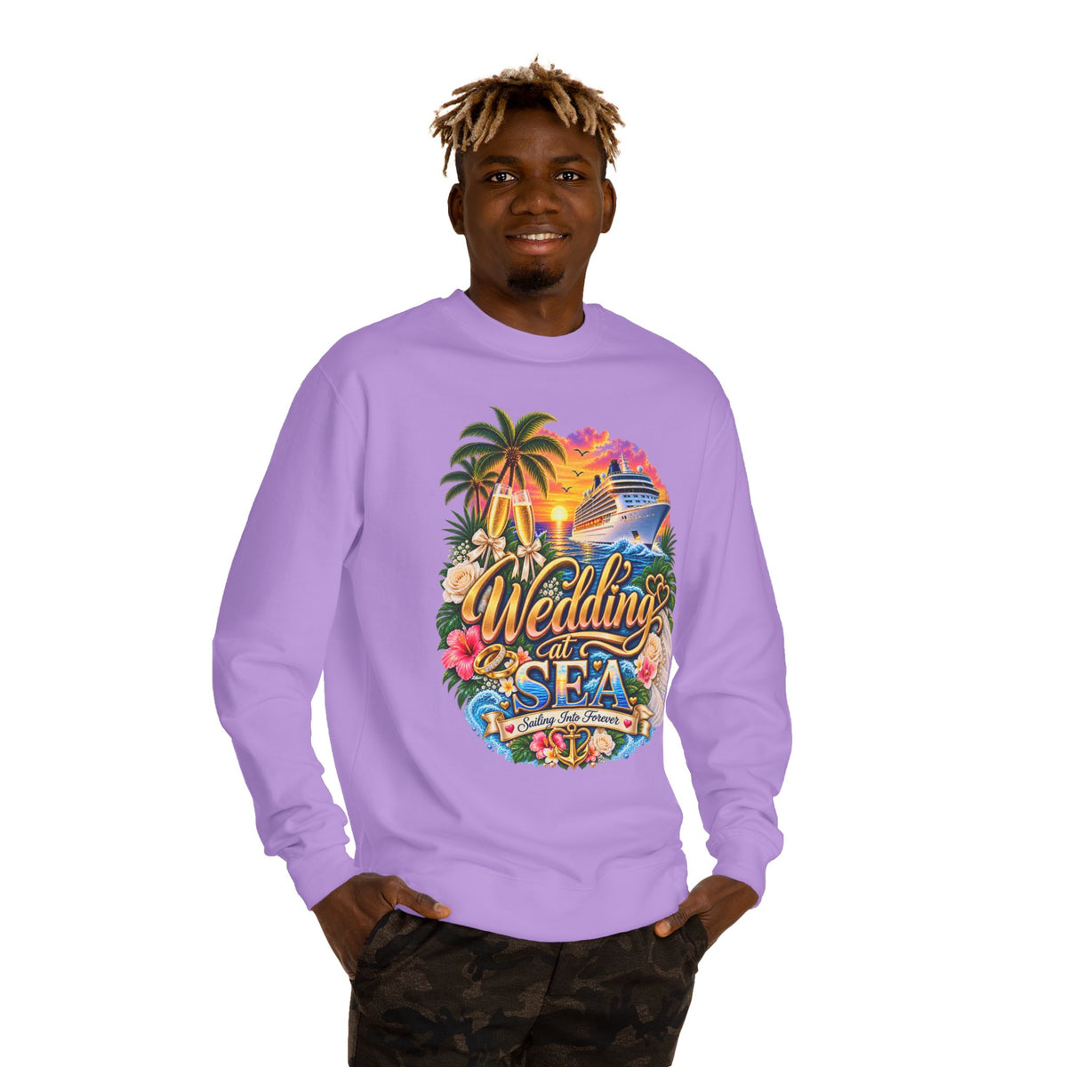 Cruise Wedding Sweatshirt — "Wedding at Sea" Tropical Cruise Crewneck