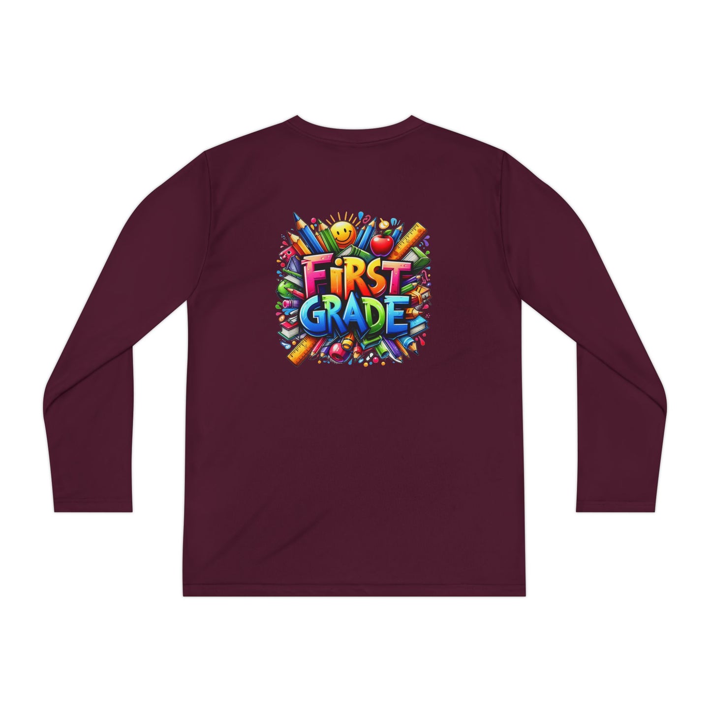 First Grade Youth Long Sleeve Tee — Colorful Back-to-School Shirt