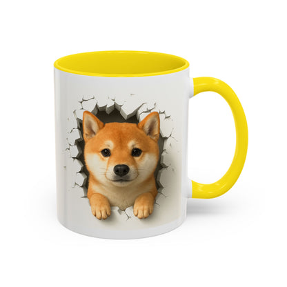 Shiba Inu Peeking Accent Coffee Mug – Cute Dog Lover Gift (11oz, 15oz)