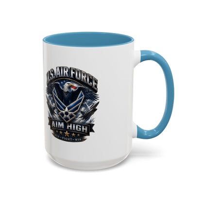 U.S. Air Force Accent Coffee Mug — Aim High Eagle Design (11/15 oz)