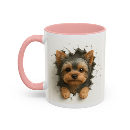 Yorkshire Terrier Peekaboo Coffee Mug – Cute Yorkie Dog Accent Mug (11/15oz)