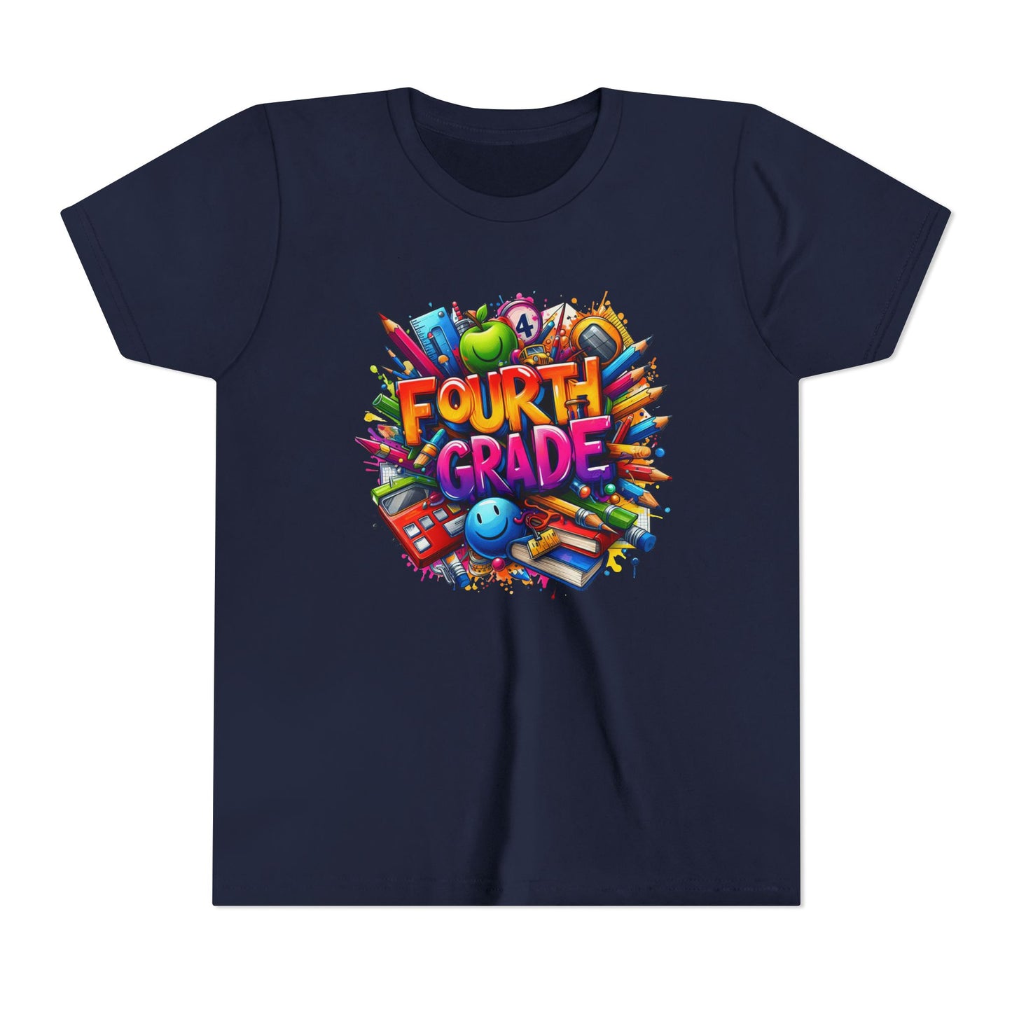 Fourth Grade Youth T‑Shirt – Colorful School Supplies Back to School Tee