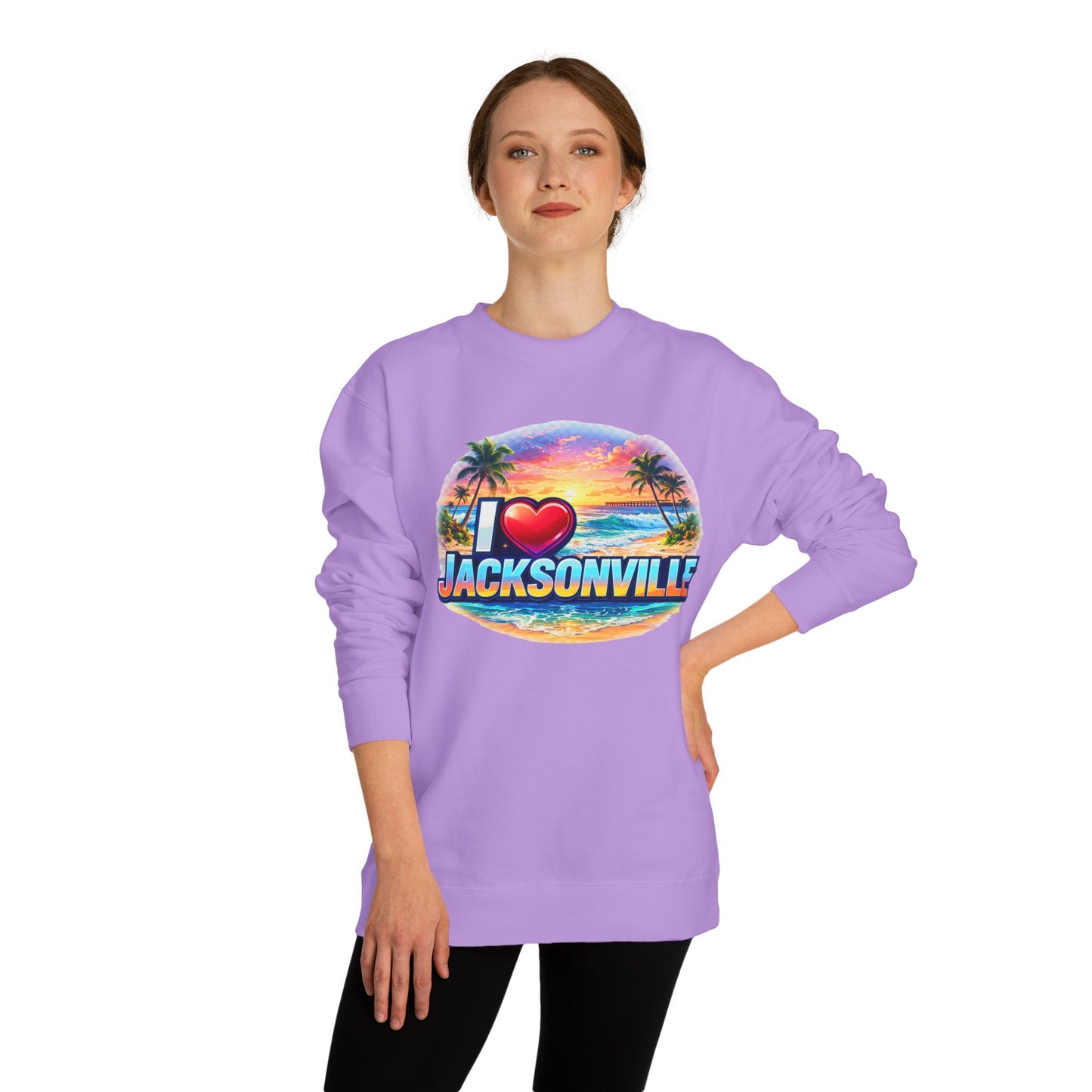 I Love Jacksonville Sweatshirt — Vintage Sunset Beach Crewneck