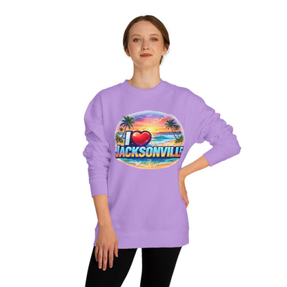 I Love Jacksonville Sweatshirt — Vintage Sunset Beach Crewneck