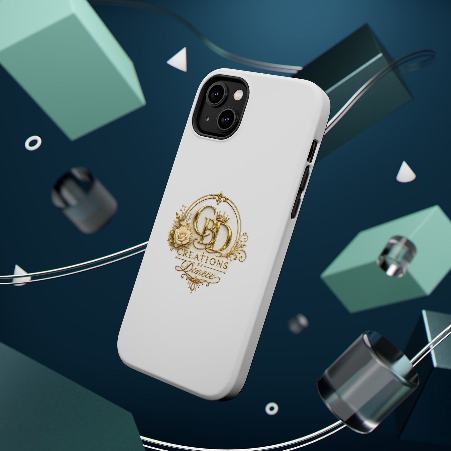 Magnetic Impact-Resistant Phone Case — Gold Floral Crest Logo