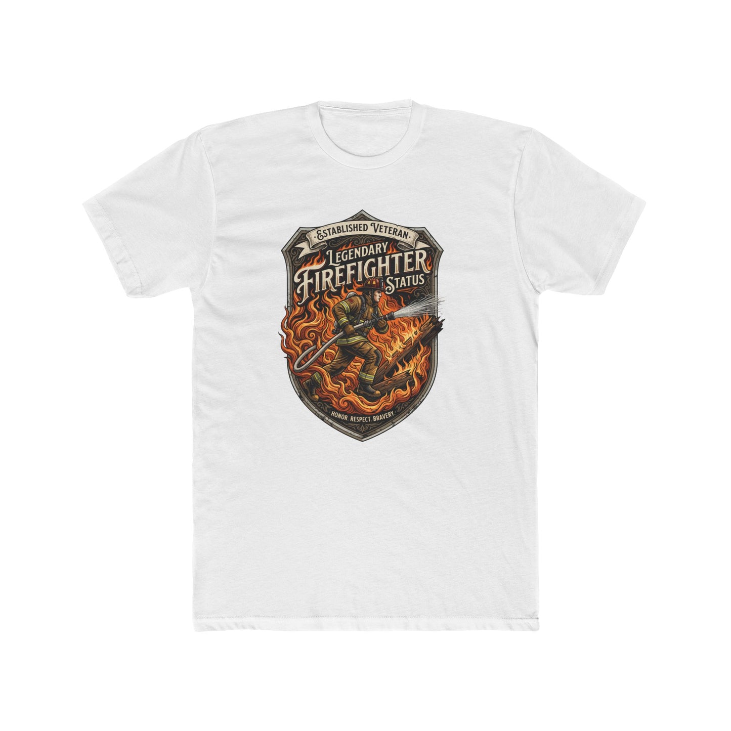 Firefighter Badge T-Shirt — Legendary Firefighter Status Graphic Tee