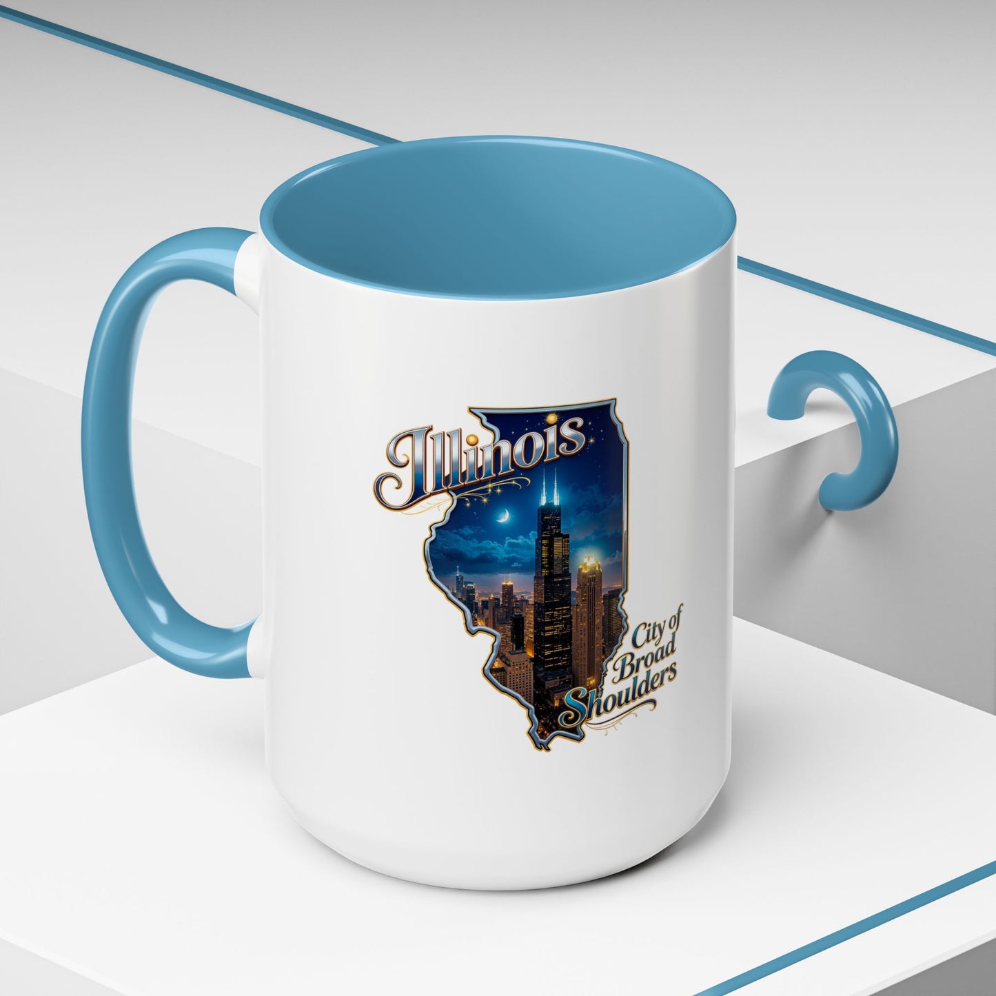 Illinois Skyline Accent Coffee Mug – City of Broad Shoulders Chicago Design (11/15oz)