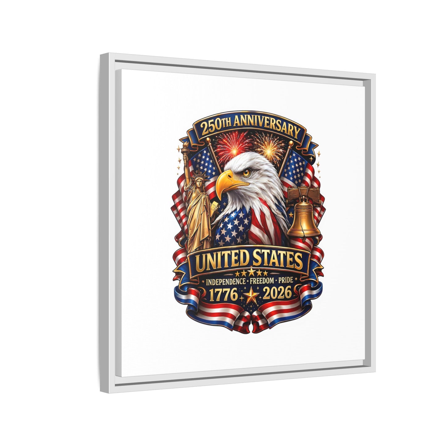 250th Anniversary United States Framed Canvas - Patriotic Eagle 1776–2026