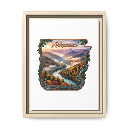 Arkansas Scenic State Map Canvas — "The Natural State" Framed Wall Art