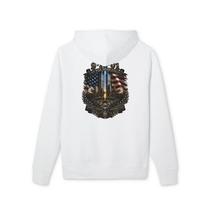 First Responder Tribute Hoodie — American Flag, Thin Blue & Gold Line Memorial Design