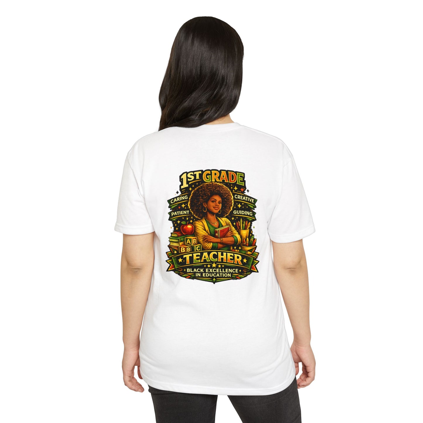 1st Grade Teacher T-Shirt — Black Excellence in Education Tee