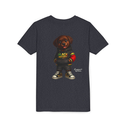 Youth Tee — Cute Puppy 'Black History' Graphic Shirt