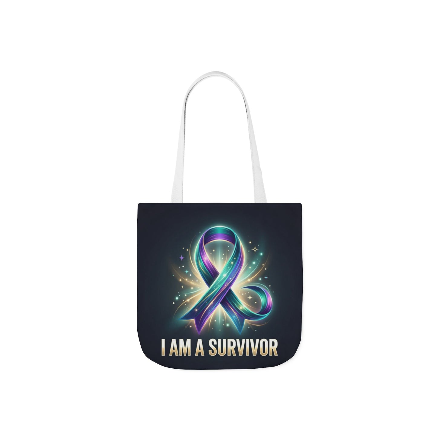 Survivor Ribbon Canvas Tote Bag — "I Am a Survivor" Inspirational Awareness Tote