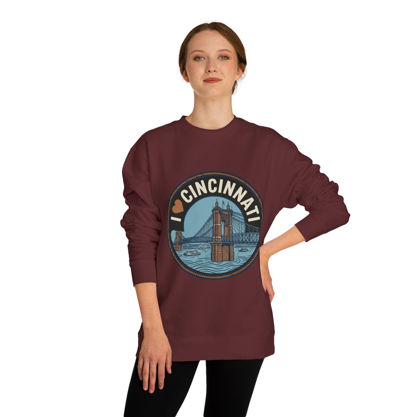 Cincinnati Bridge Crewneck Sweatshirt — I  Cincinnati Graphic