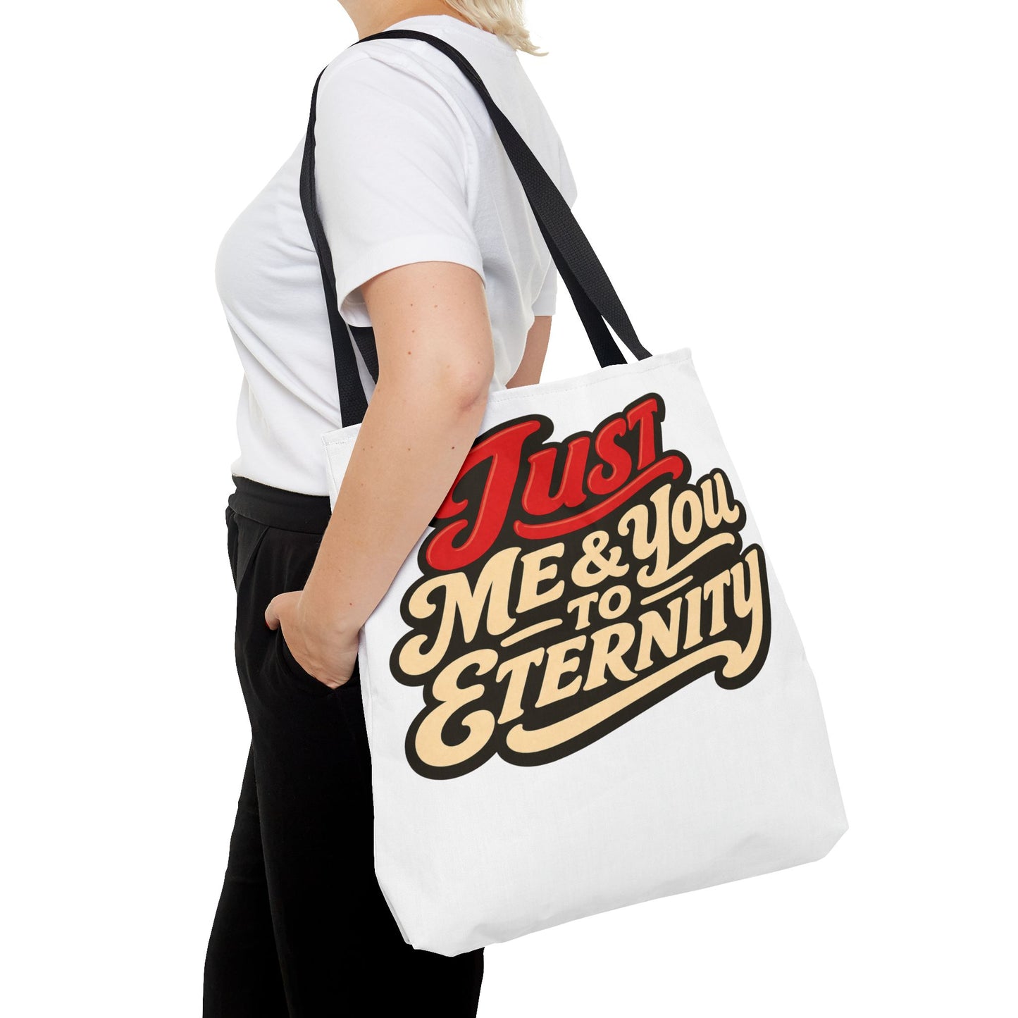 Just Me & You to Eternity Tote Bag — Romantic Script Canvas Tote
