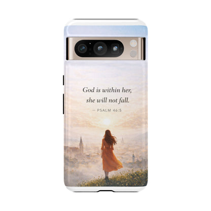 Inspirational Psalm 46:5 Phone Case — 'God is within her, she will not fall' Christian Phone Cover
