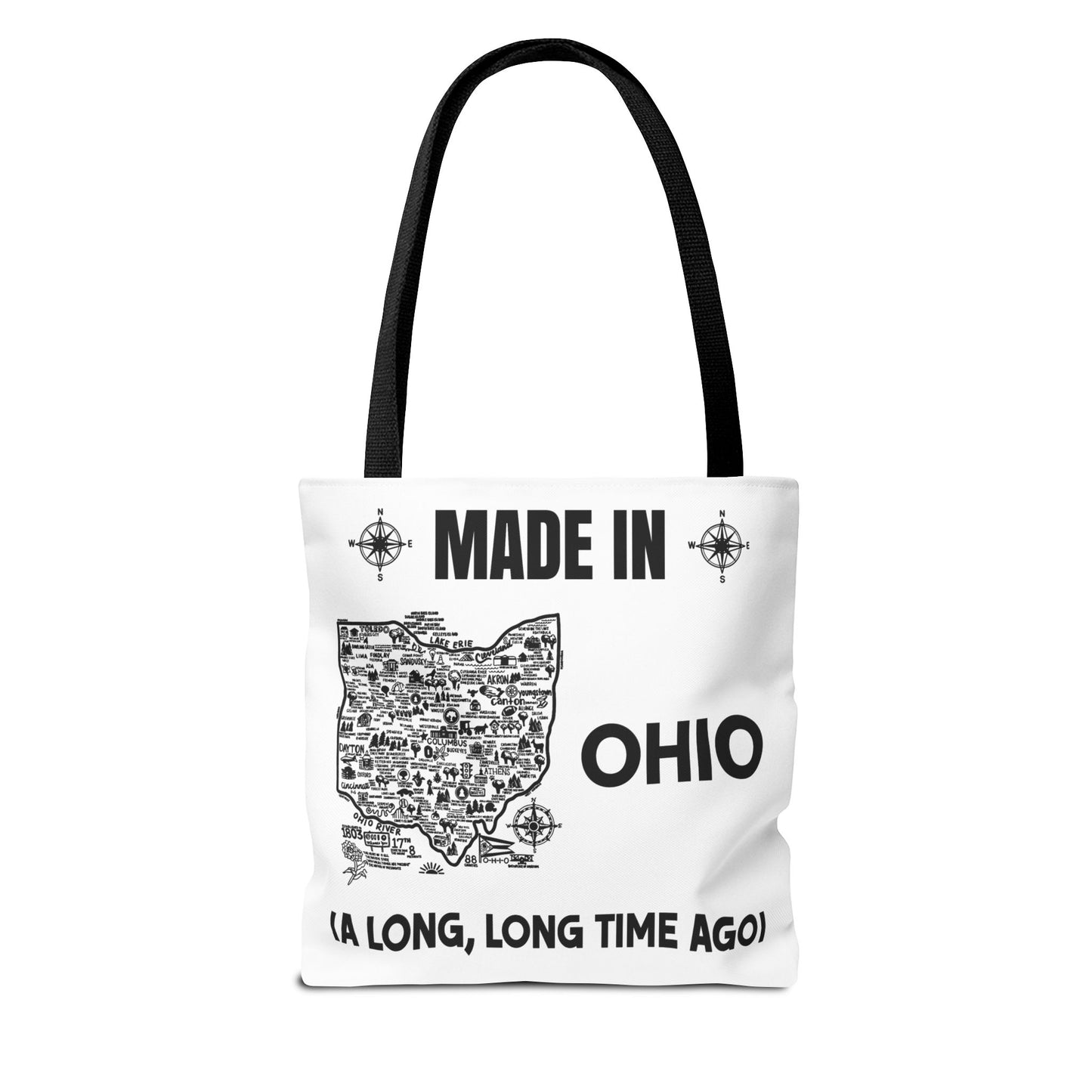 Made in Ohio Tote Bag — Vintage Map Design "A Long, Long Time Ago"