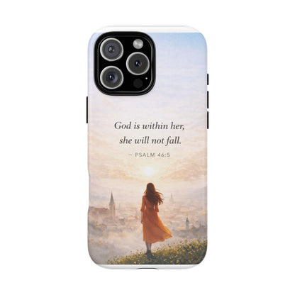 Inspirational Psalm 46:5 Phone Case — 'God is within her, she will not fall' Christian Phone Cover