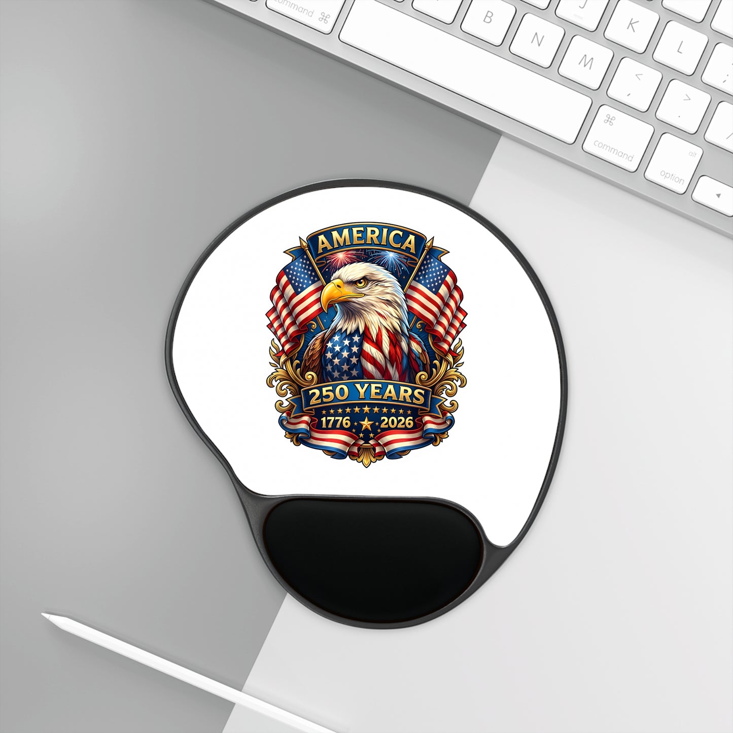 America 250 Years Eagle Mouse Pad with Wrist Rest – 1776–2026 Patriotic Computer Pad