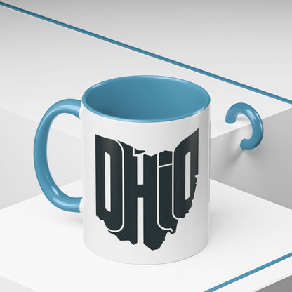 Ohio State Outline Accent Coffee Mug – Black Handle & Interior