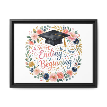 Graduation Canvas Print – “A Sweet Ending to a New Beginning” Framed Wall Art