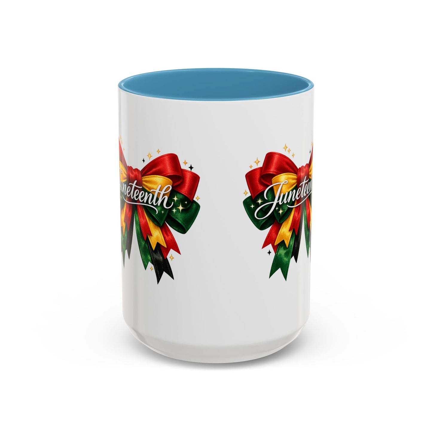 Juneteenth Ribbon Coffee Mug — Black/Red/Green Celebration Accent Mug